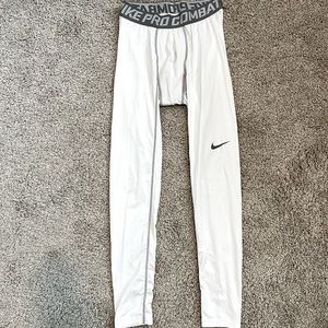 White Men’s Nike Pro Combat Compression Tights